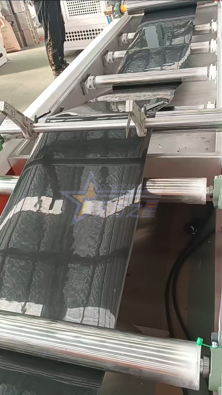 Klant bezoekt Qingdao EASTSTAR-fabriek voor proefdraaien op locatie van PP/PS-productielijn voor zaailingentraybladen